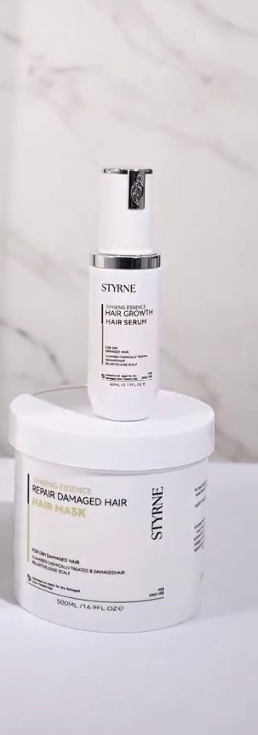 Styrne hair care products on a white background