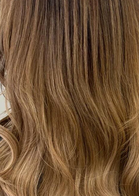 Zoomed in photo of Rooted Caramel Balayage